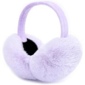 Women Winter Ear Muffs Faux Fur Warm Earmuffs Foldable Ear Warmers Light Purple